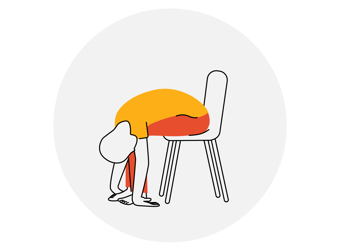 Person sitting in chair doing forward bend.